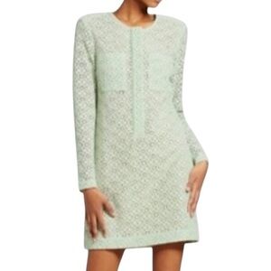 Victoria Beckham large fits size 10 mint green lace shirt dress nude lining NWOT